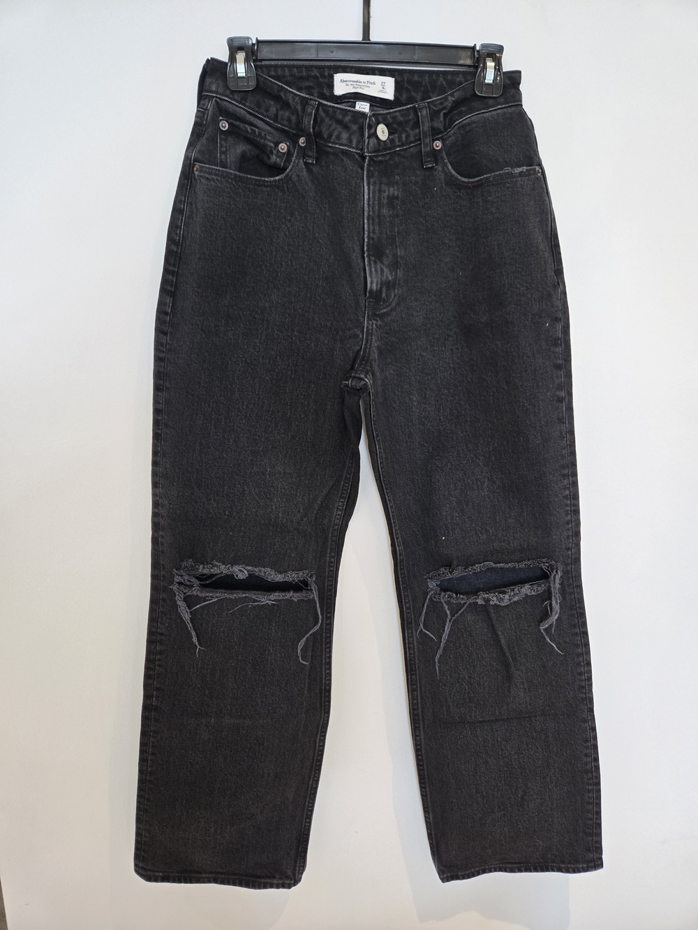 Abercrombie & Fitch Black Distressed Relaxed Jeans